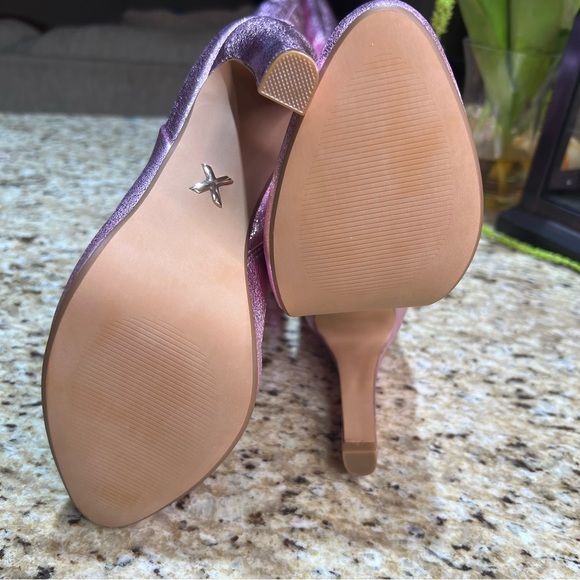 Brian Atwood x Express Bubble Metallic Over The Knee Heeled Boots 9 - Picture 14 of 16